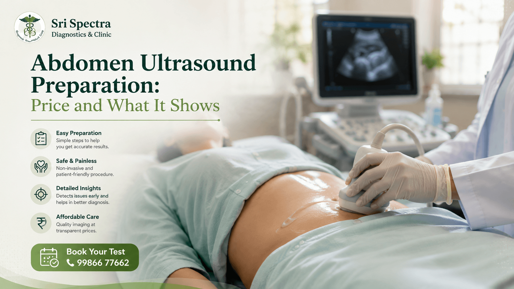 Abdomen ultrasound preparation guide at Sri Spectra Diagnostics and Clinic