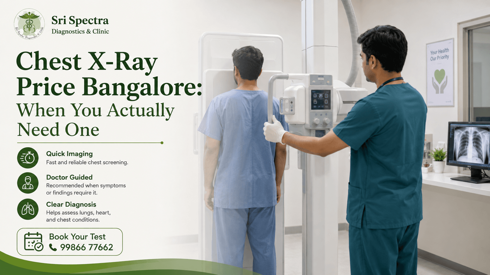 Chest X-ray price in Bangalore and patient preparation at Sri Spectra Diagnostics and Clinic