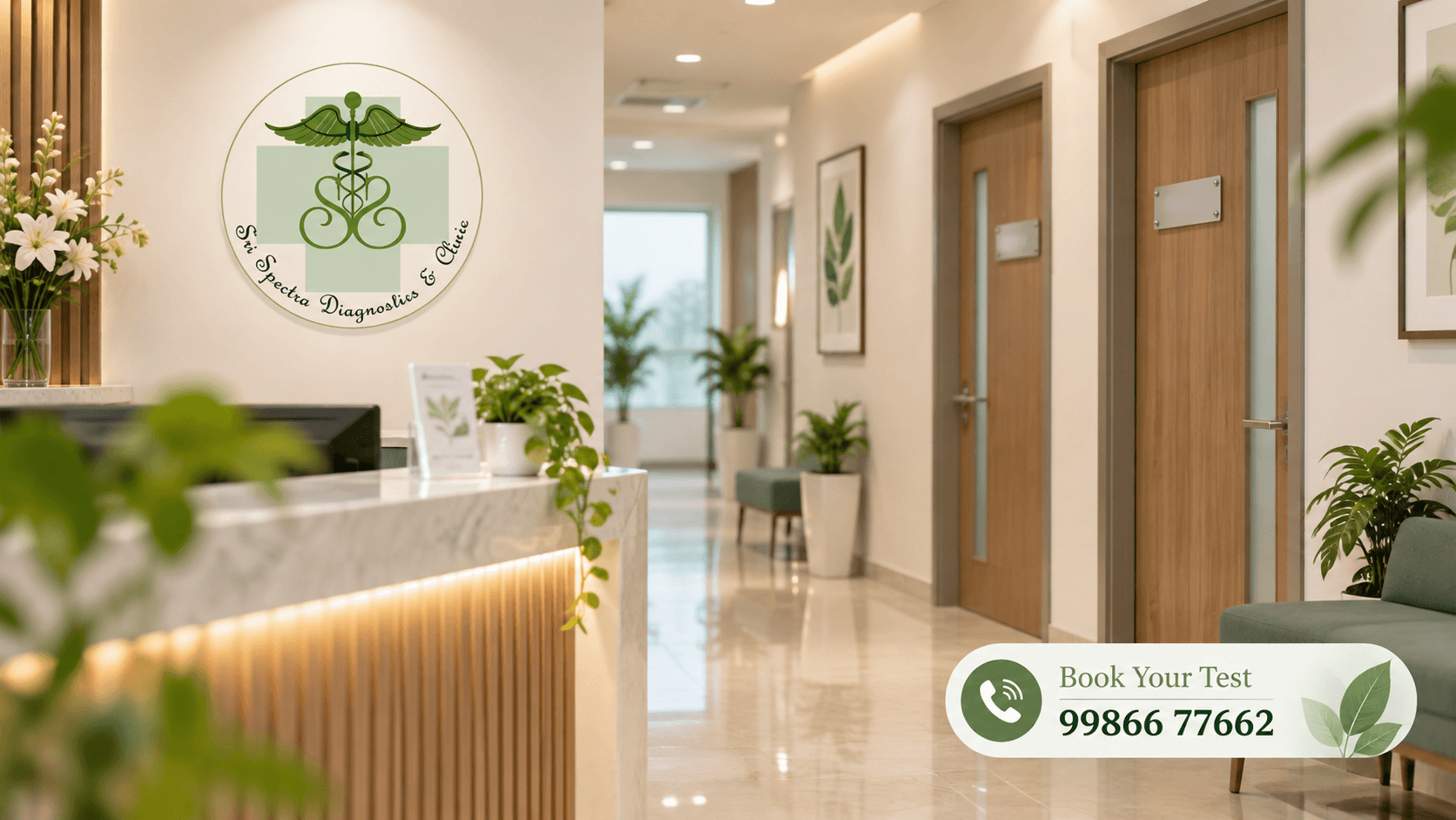 Clinic hallway for gynecology consultation near Akshaya Nagar at Sri Spectra Diagnostics and Clinic Bangalore