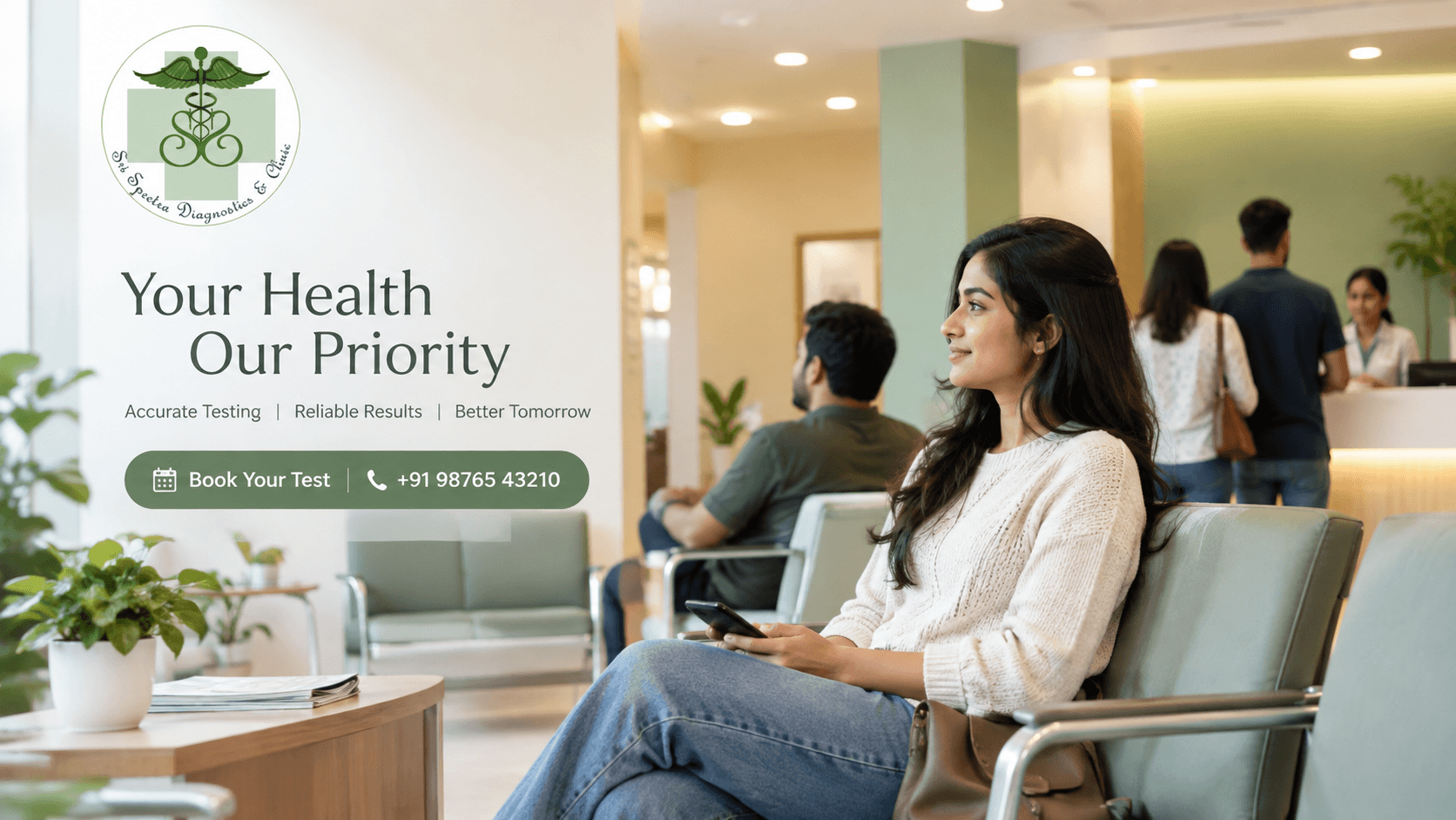 Patient waiting comfortably for a general physician consultation at Sri Spectra Diagnostics and Clinic, Akshaya Nagar, Bangalore